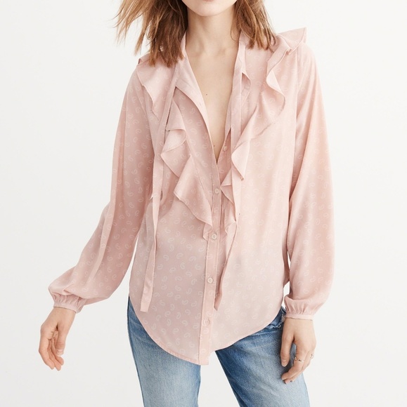 Abercrombie & Fitch pink paisley blouse - Picture 1 of 5